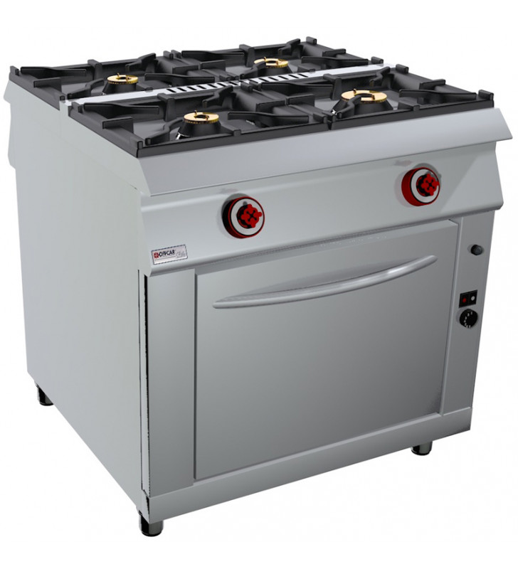 OFFCAR Cucina A Gas Passante 4 Fuochi Con Forno Gas Statico GN 2 1